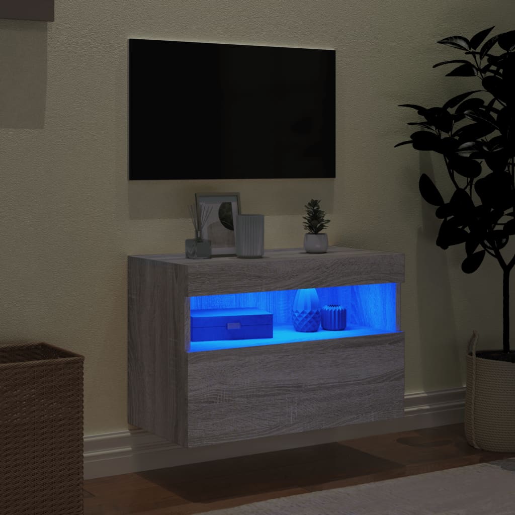 vidaXL Tv-wandmeubel met LED-verlichting 60x30x40 cm grijs sonoma