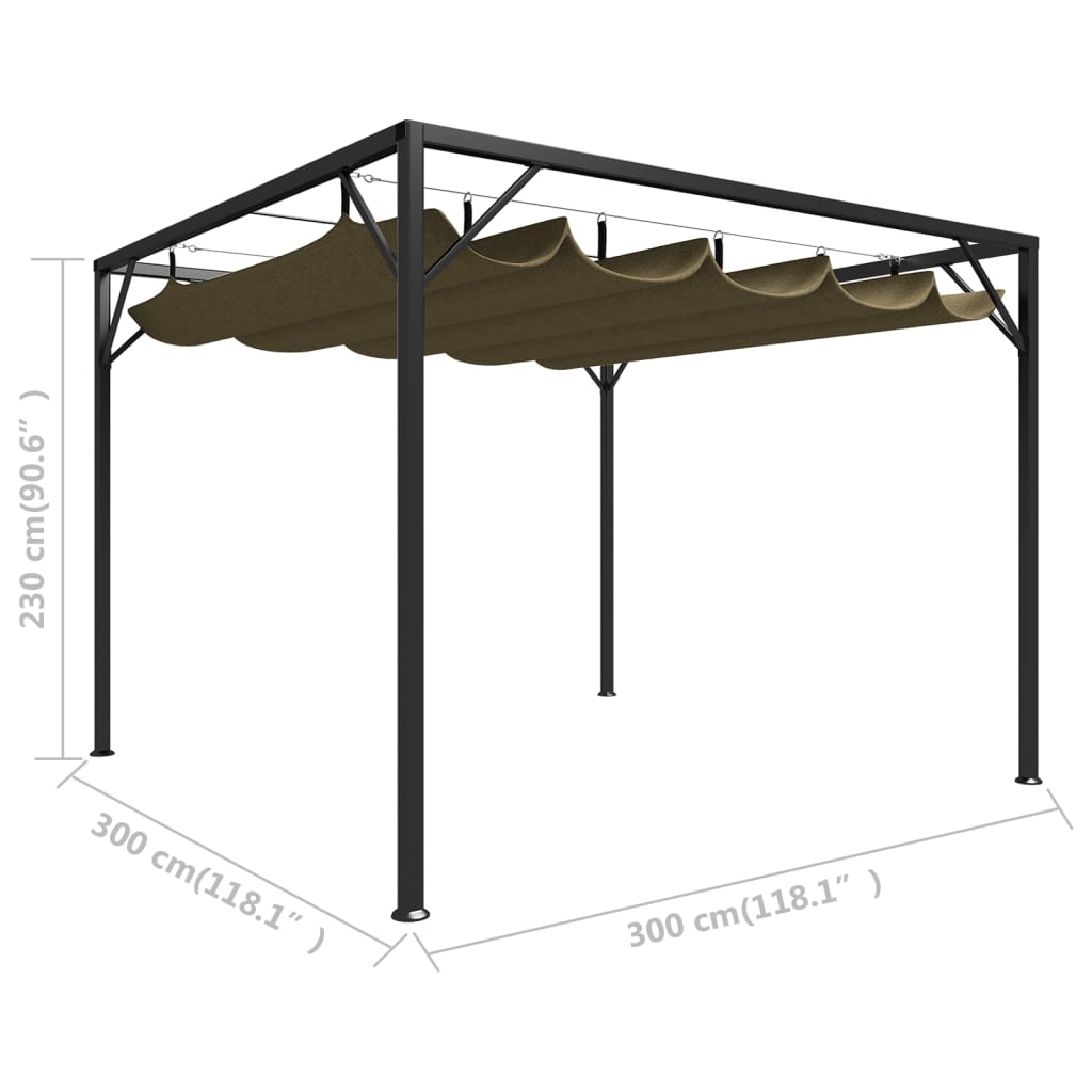 vidaXL Tuinprieel met uittrekbaar dak 180 g/m² 3x3 m taupe