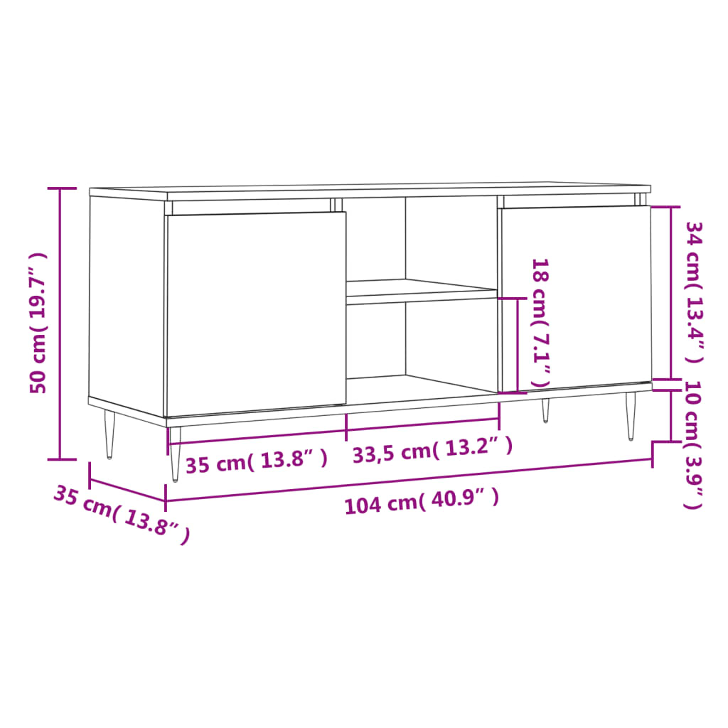 vidaXL Tv-meubel 104x35x50 cm bewerkt hout bruin eikenkleur