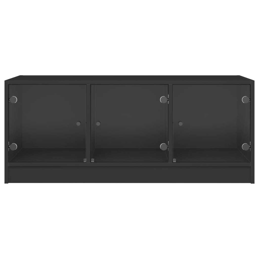 vidaXL Salontafel met glazen deuren 102x50x42 cm zwart
