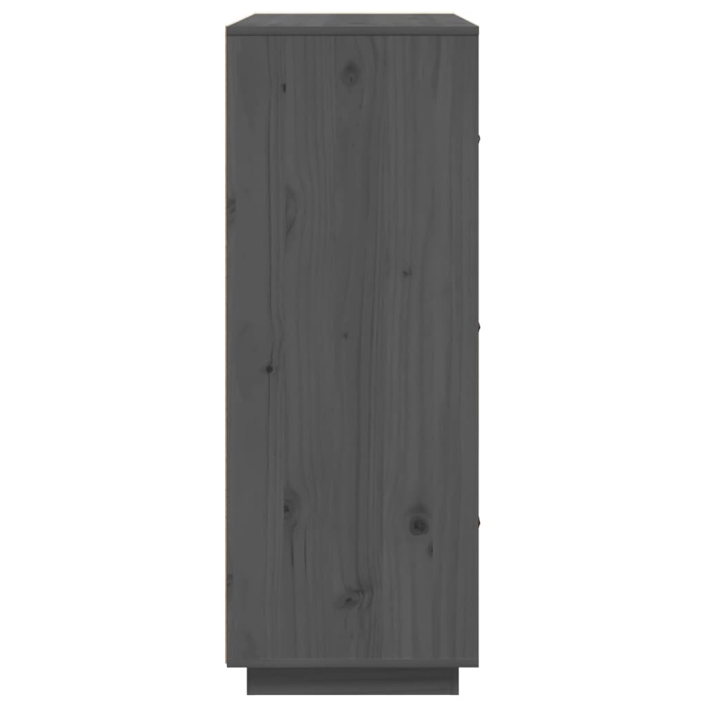 vidaXL Hoge kast 67x40x108,5 cm massief grenenhout grijs