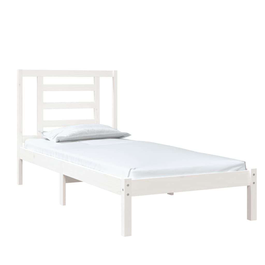 vidaXL Bedframe massief hout wit 75x190 cm