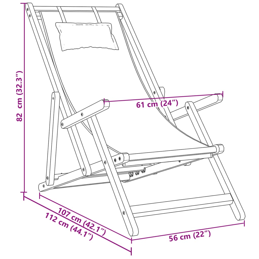 vidaXL Strandstroelen 2 st inklapbaar stof en massief hout beige