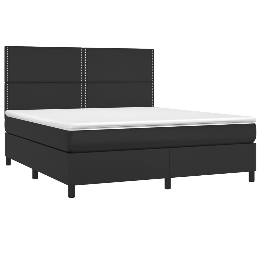 vidaXL Boxspring met matras en LED kunstleer zwart 180x200 cm