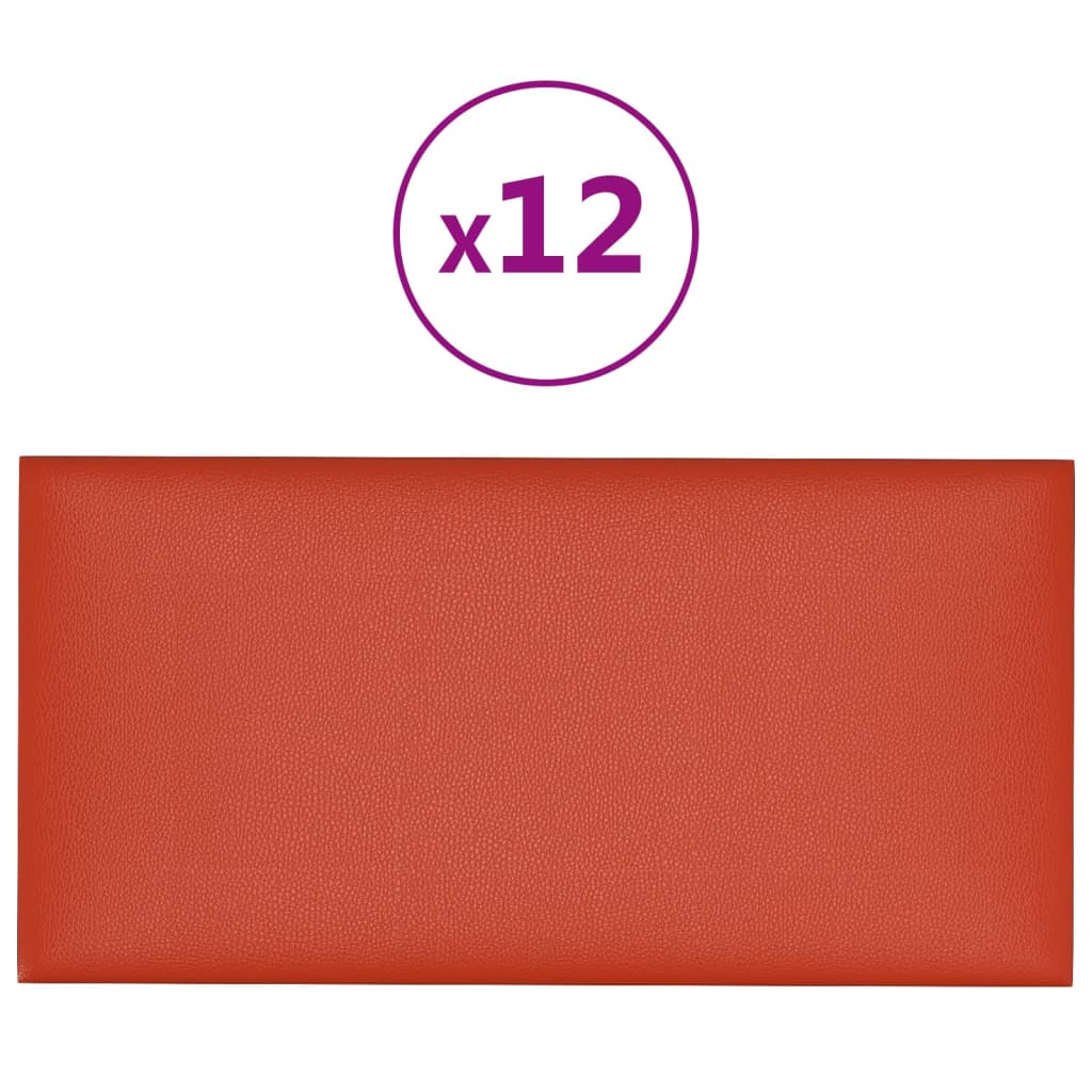 vidaXL Wandpanelen 12 st 0,54 m² 30x15 cm kunstleer rood