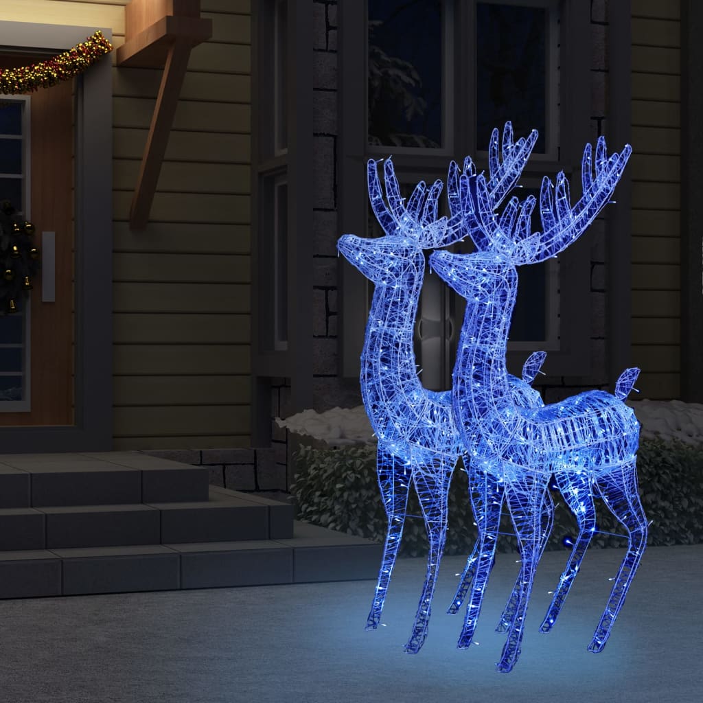 vidaXL Kerstdecoratie rendier XXL 2 st 250 LED's blauw 180 cm acryl
