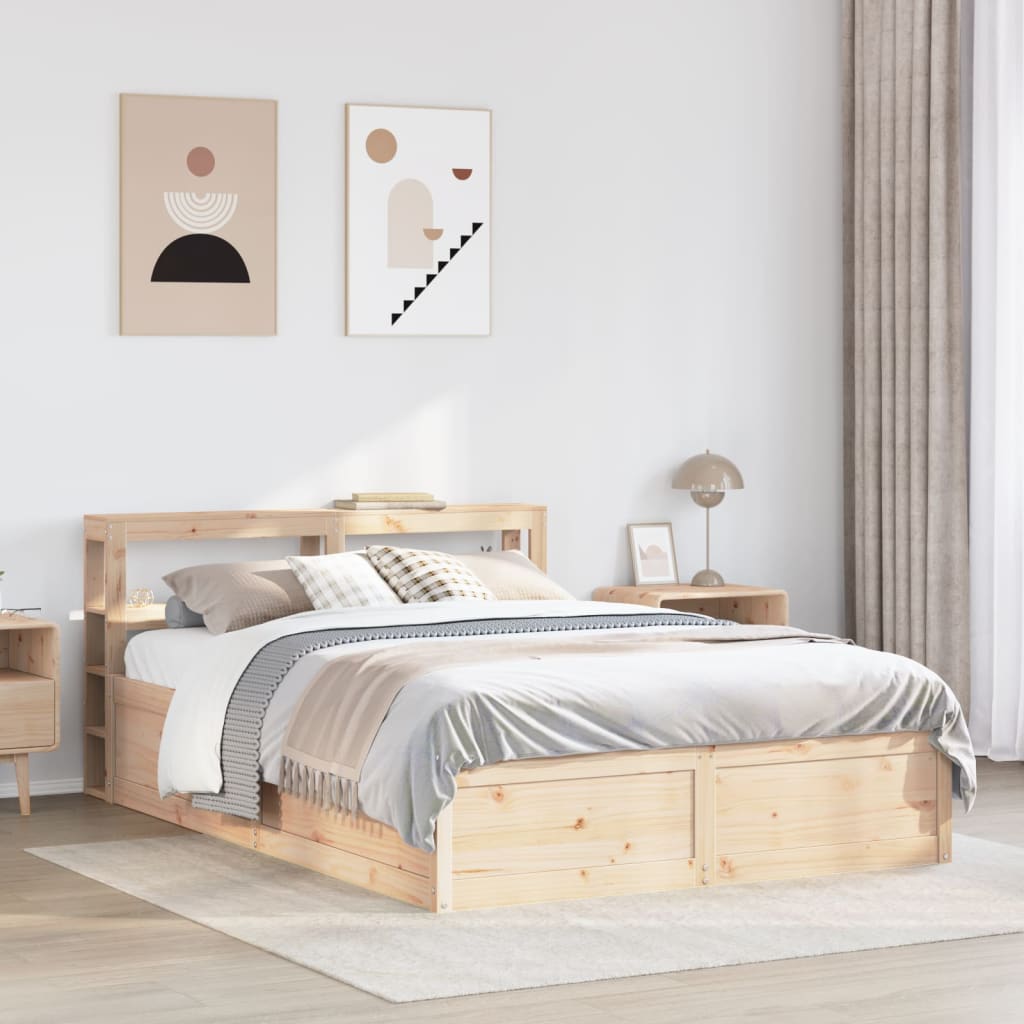 vidaXL Bedframe met hoofdbord massief grenenhout 150x200 cm