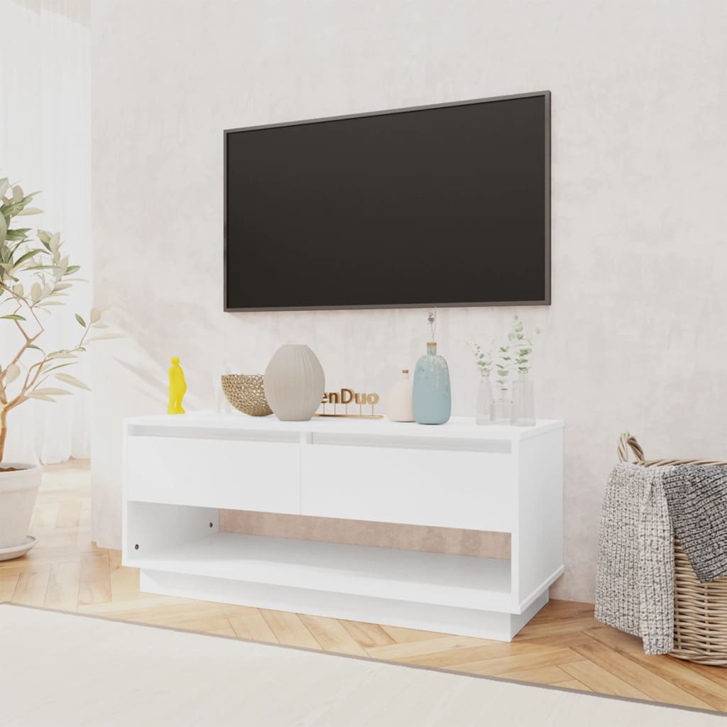 vidaXL Tv-meubel 102x41x44 cm spaanplaat hoogglans wit