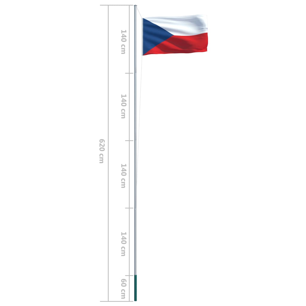 vidaXL Vlag met vlaggenmast Tsjechië 6,2 m aluminium