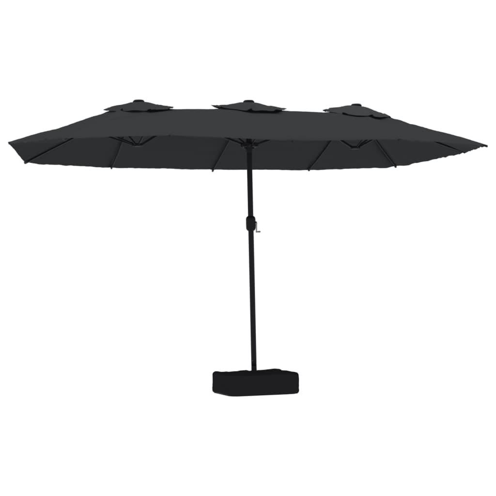 vidaXL Parasol dubbel met LED 449x245 cm zwart