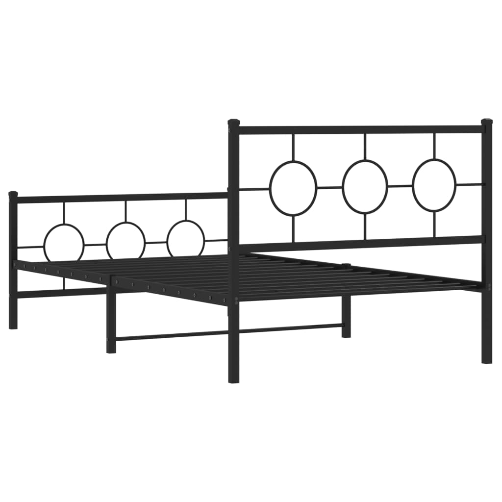 vidaXL Bedframe met hoofd- en voeteneinde metaal zwart 107x203 cm