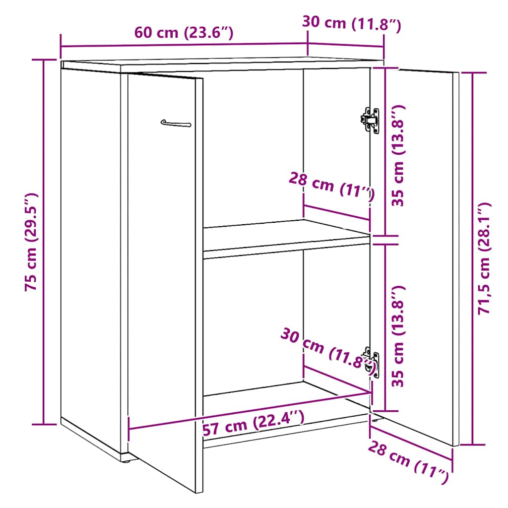 Dressoir 29,5x34x76 cm bewerkt hout gerookt eikenkleurig kopen