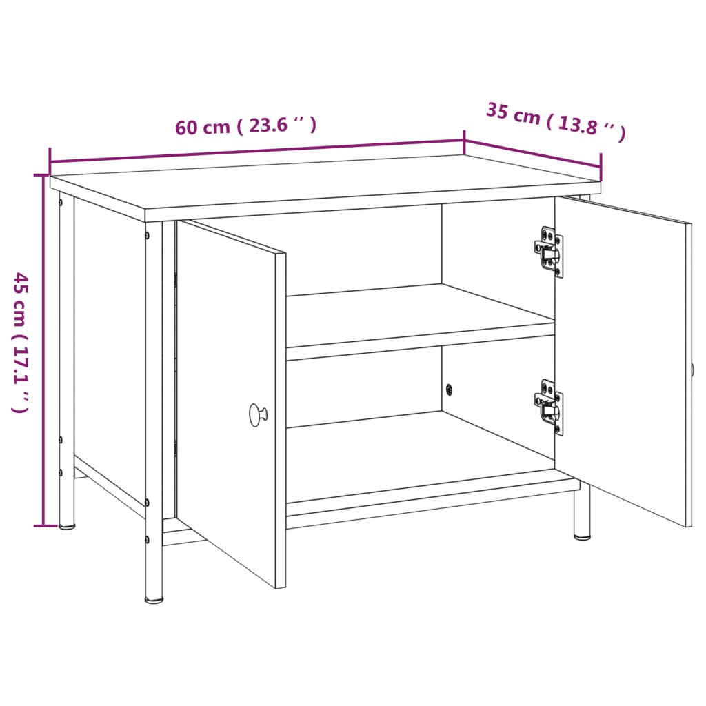 vidaXL Tv-meubel met deuren 60x35x45 cm bewerkt hout bruin eiken