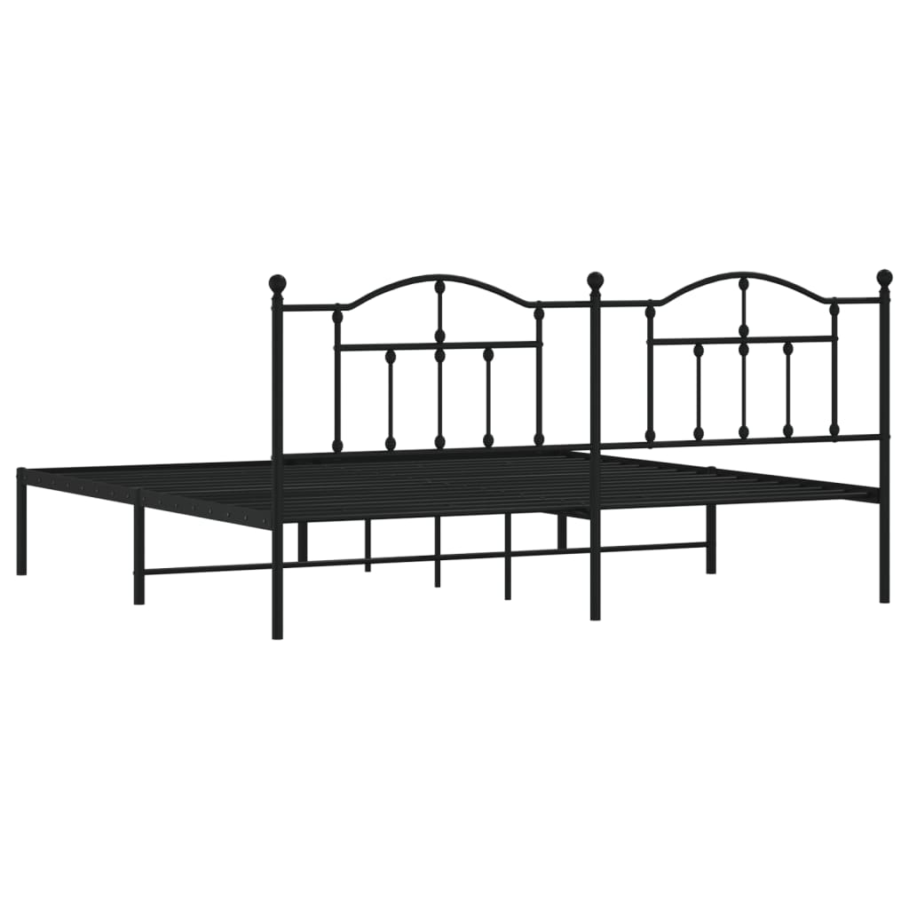 vidaXL Bedframe met hoofdbord metaal zwart 193x203 cm