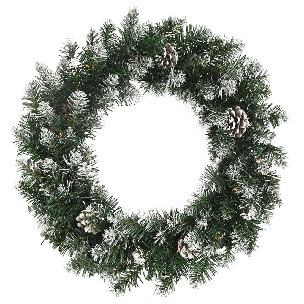 vidaXL Kerstkrans met LED-lampjes 60 cm PVC groen