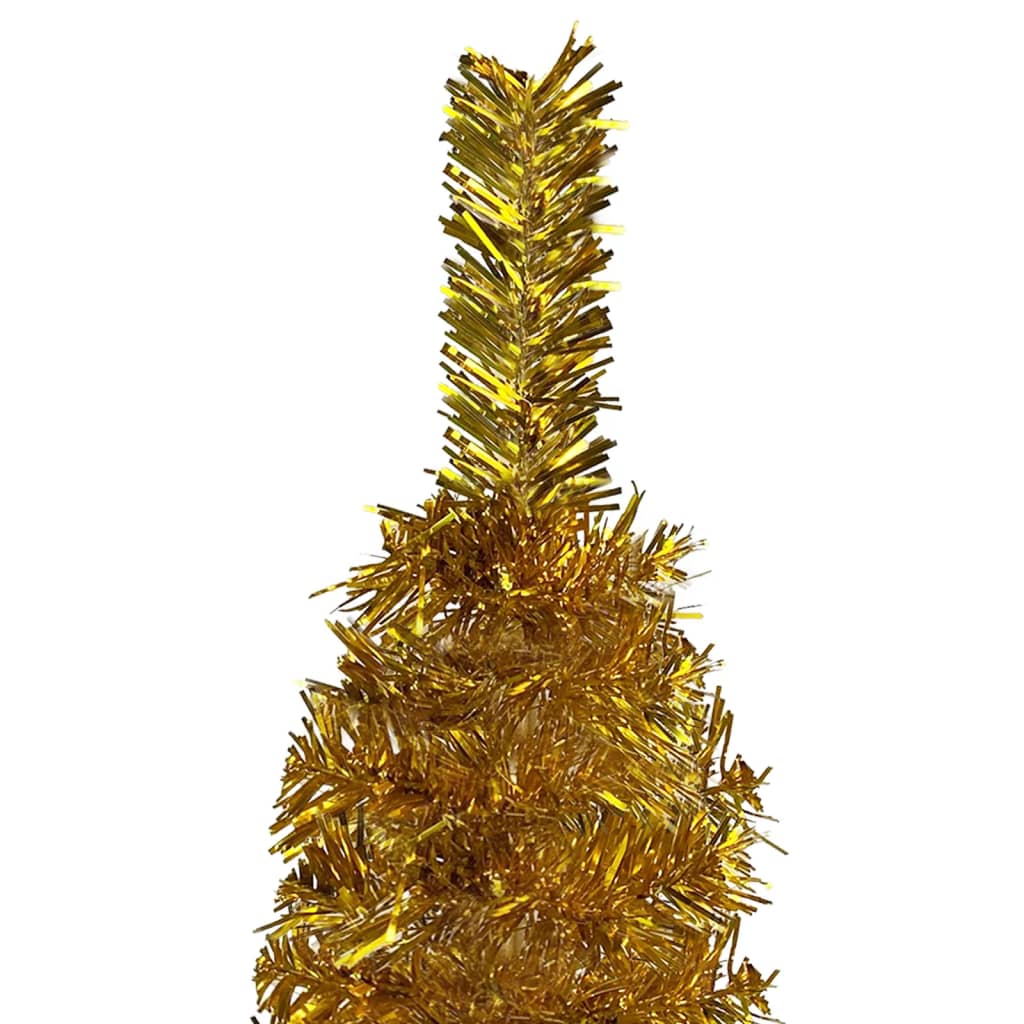 vidaXL Kunstkerstboom met verlichting en kerstballen smal 120 cm goud