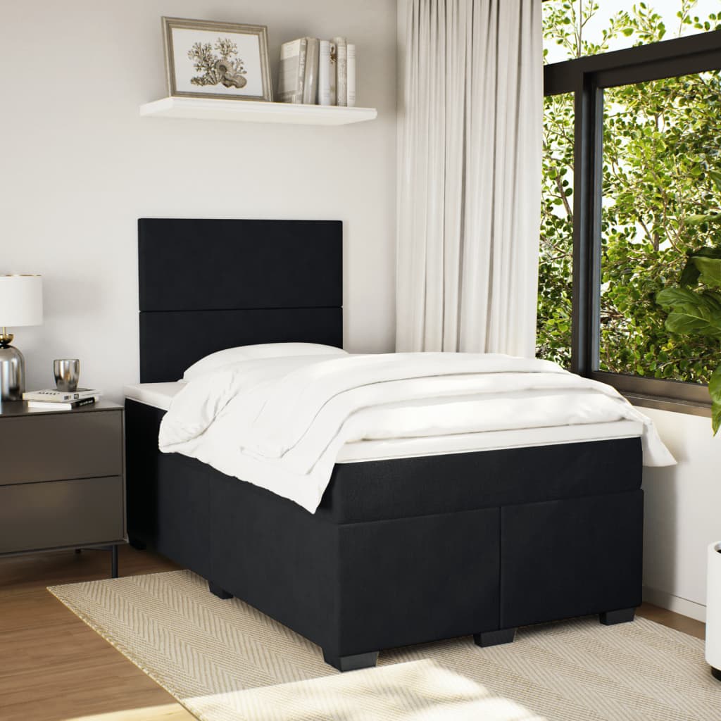 vidaXL Boxspring met matras fluweel zwart 120x190 cm