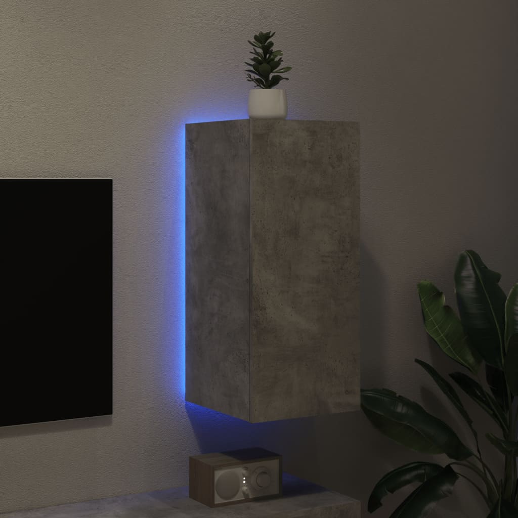 vidaXL Tv-wandmeubel met LED-verlichting 30,5x35x70 cm betongrijs