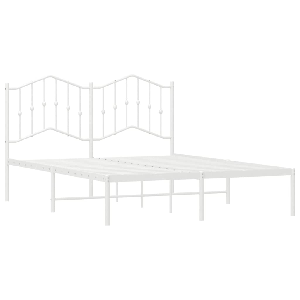 vidaXL Bedframe met hoofdbord metaal wit 135x190 cm