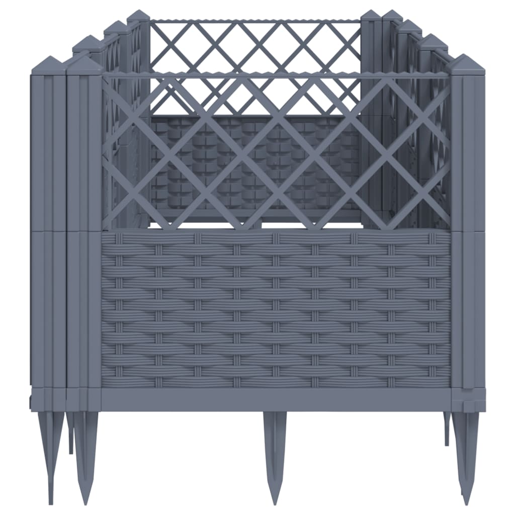 vidaXL Plantenbak met pinnen 123,5x43,5x43,5 cm polypropeen grijs