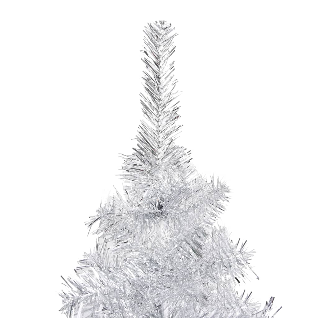 vidaXL Kunstkerstboom met verlichting standaard 210 cm PET zilverkleur