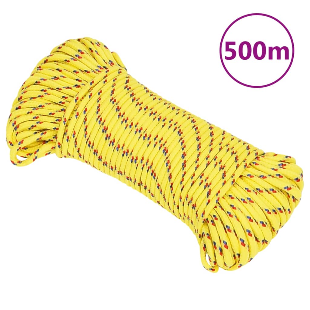 vidaXL Boottouw 5 mm 500 m polypropyleen geel