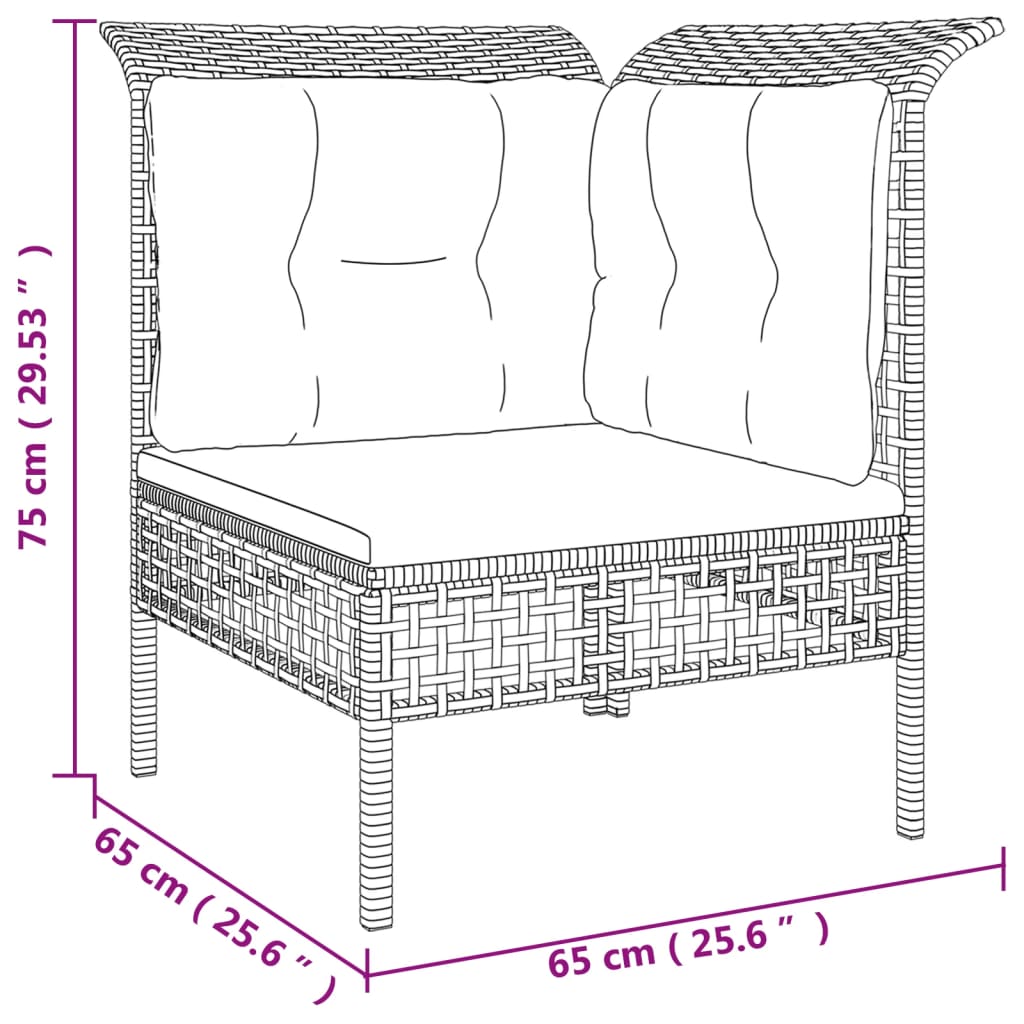 vidaXL 6-delige Loungeset met kussens poly rattan grijs