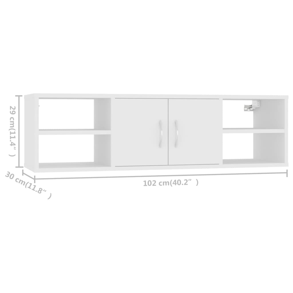 vidaXL Wandschap 102x30x29 cm bewerkt hout wit