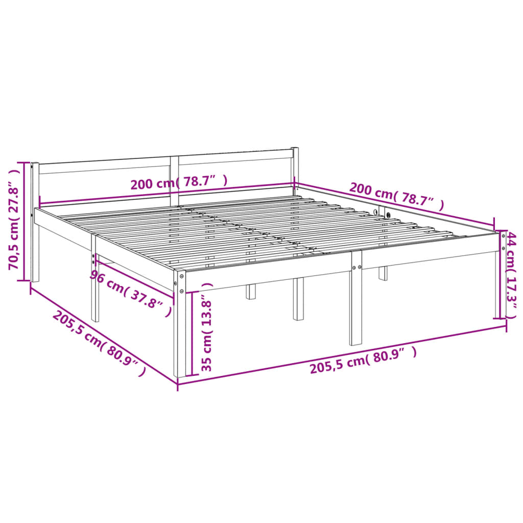 vidaXL Seniorenbed massief grenenhout wit 200x200 cm