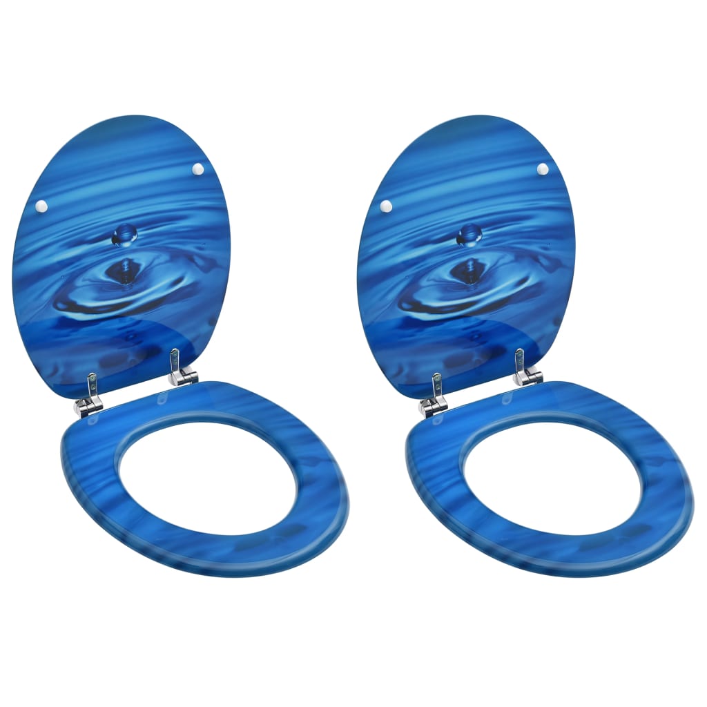 Toiletbrillen met deksel 2 st waterdruppel MDF blauw online | vidaXL.be