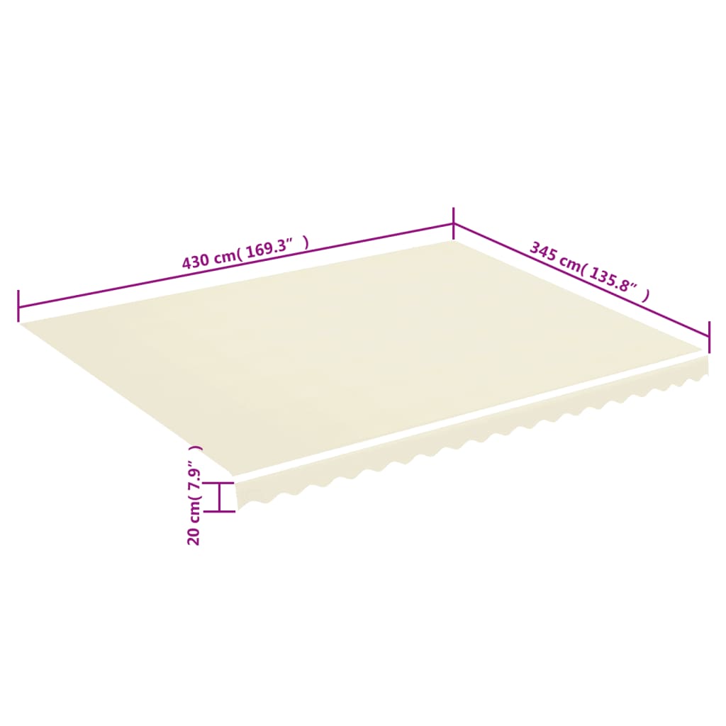 vidaXL Vervangingsdoek voor luifel 4,5x3,5 m crèmekleurig