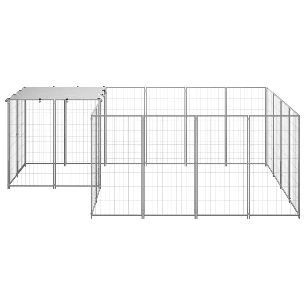 vidaXL Hondenkennel 6,05 m² staal zilverkleurig