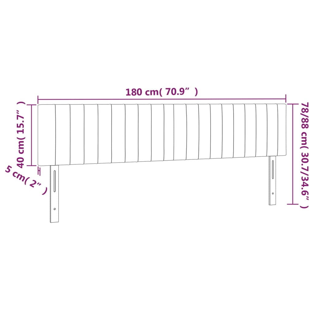 vidaXL Hoofdbord LED 180x5x78/88 cm stof lichtgrijs