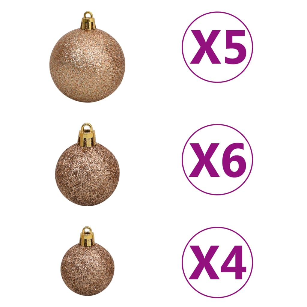 vidaXL Kunstkerstboom met verlichting en kerstballen 120 cm PET goud