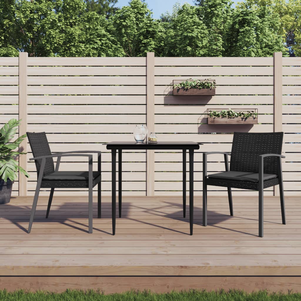 vidaXL 3-delige Tuinset met kussens poly rattan en staal