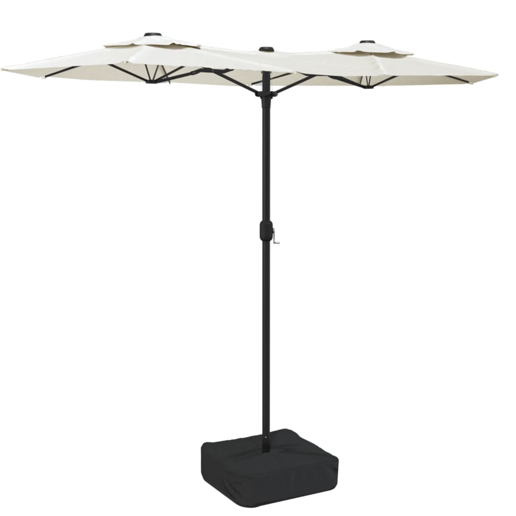 vidaXL Parasol dubbel dak met LED 316x240 cm zandwit