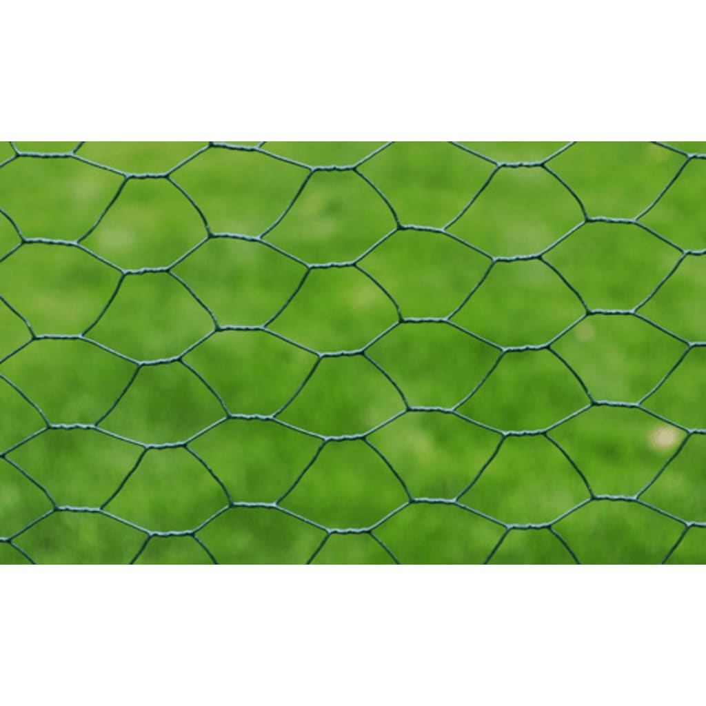 vidaXL Kippengaas 25x0,5 m met PVC coating groen