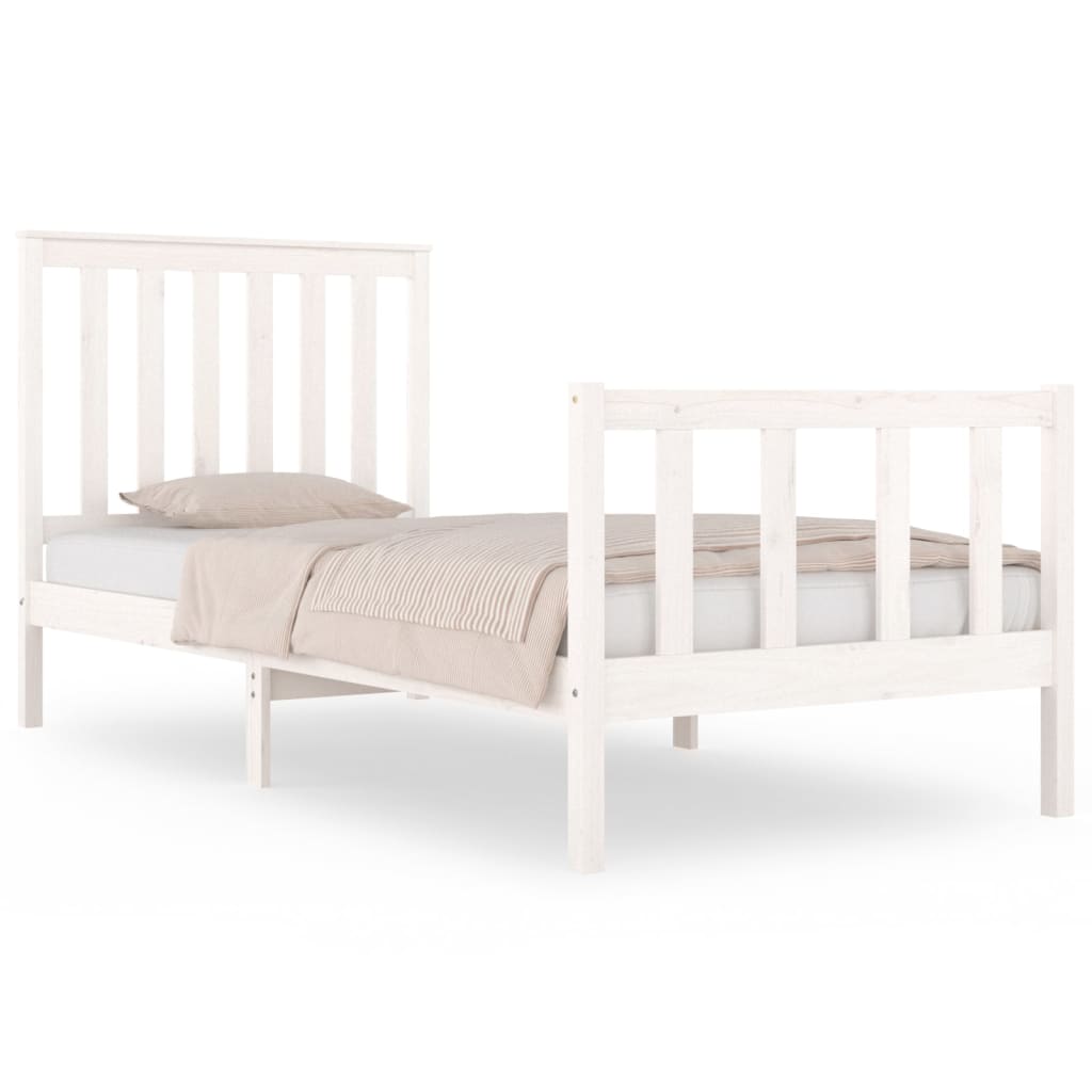 vidaXL Bedframe massief grenenhout wit 75x190 cm