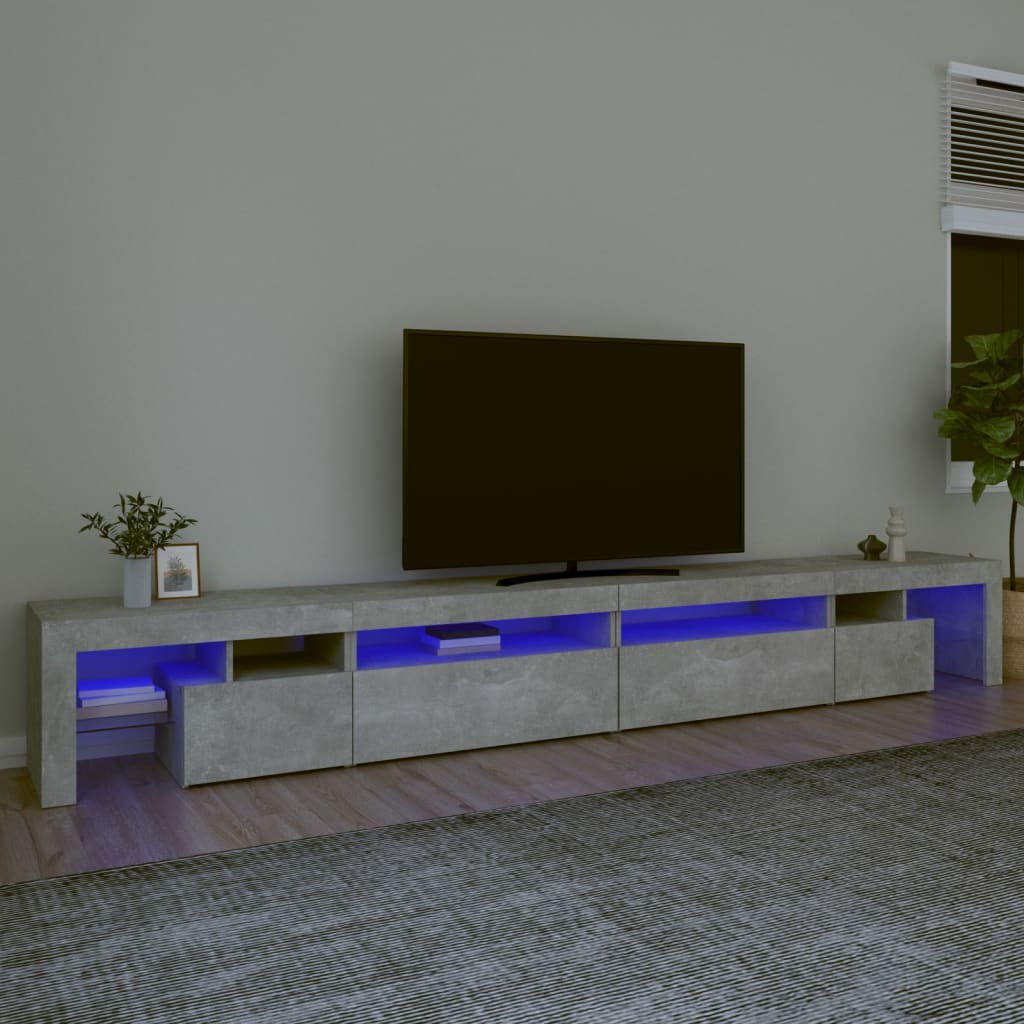 vidaXL Tv-meubel met LED-verlichting 290x36,5x40 cm betongrijs