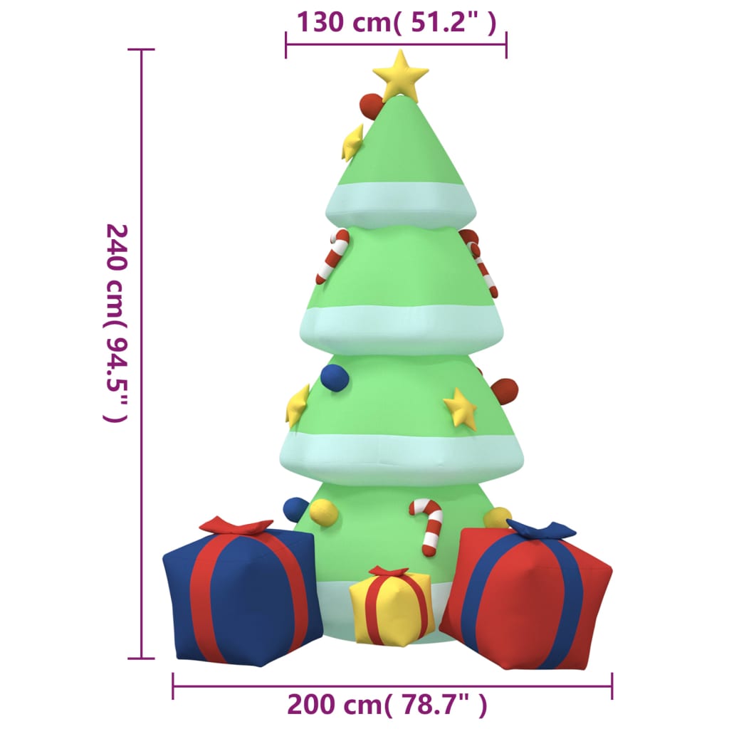 vidaXL Kerstboom met LED's opblaasbaar 240 cm