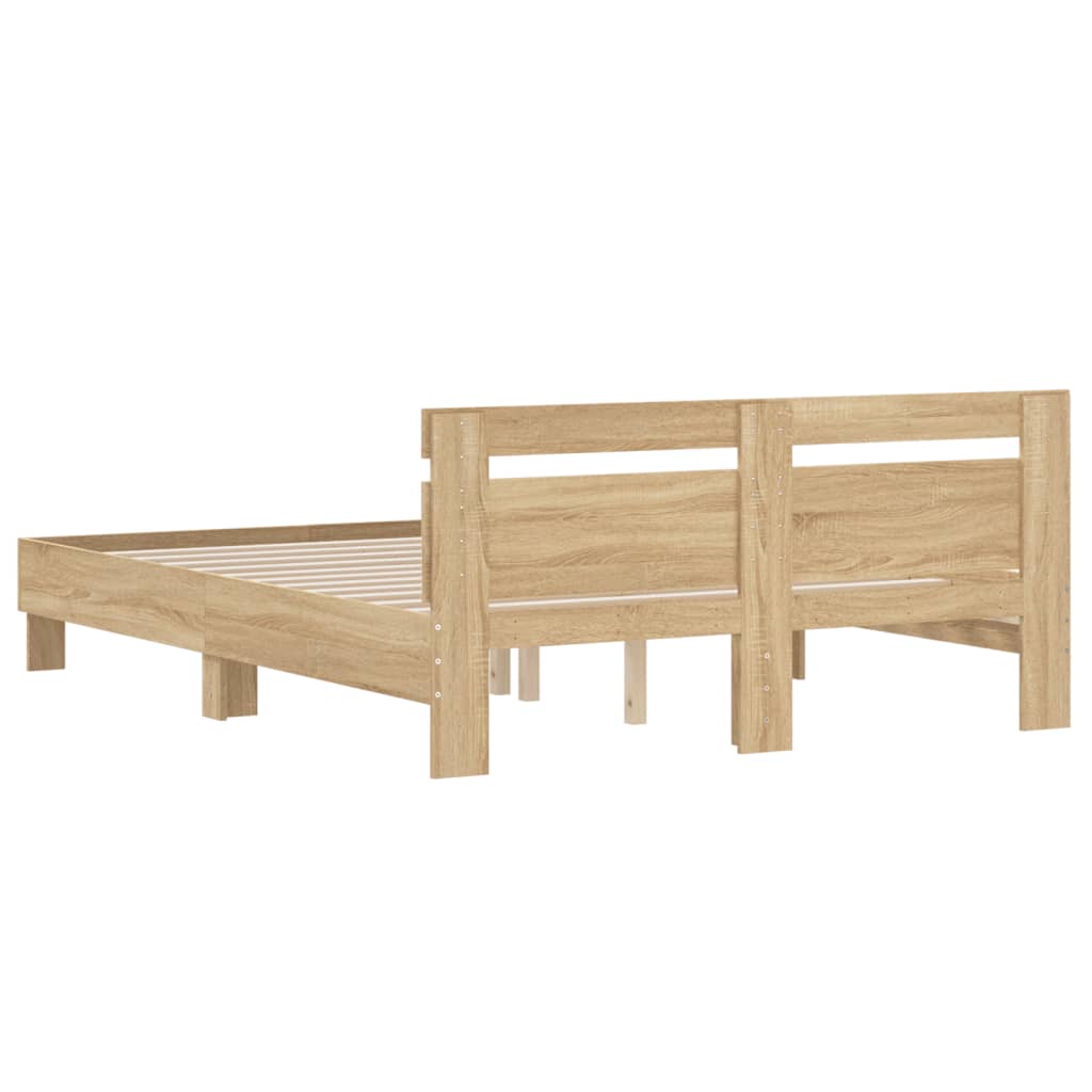 vidaXL Bedframe met hoofdeinde bewerkt hout sonoma eiken 140x200 cm