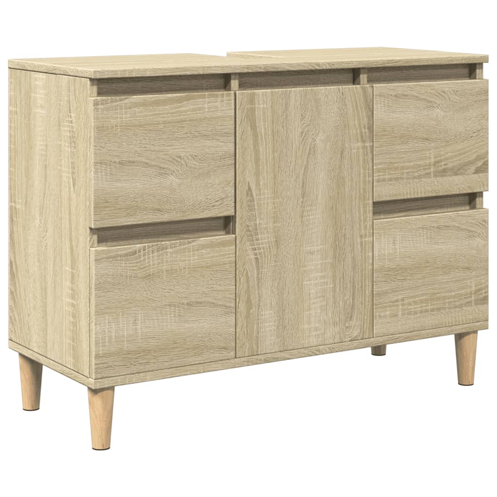 vidaXL Wastafelkast 91x35x60 cm bewerkt hout grijs sonoma eikenkleurig, wastafelkast, wastafelkastje, badkamerkast, badkamer wastafel kast