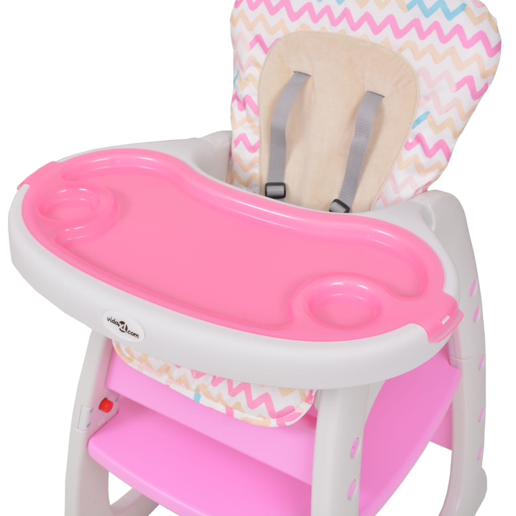 vidaXL Kinderstoel met blad 3-in-1 verstelbaar roze