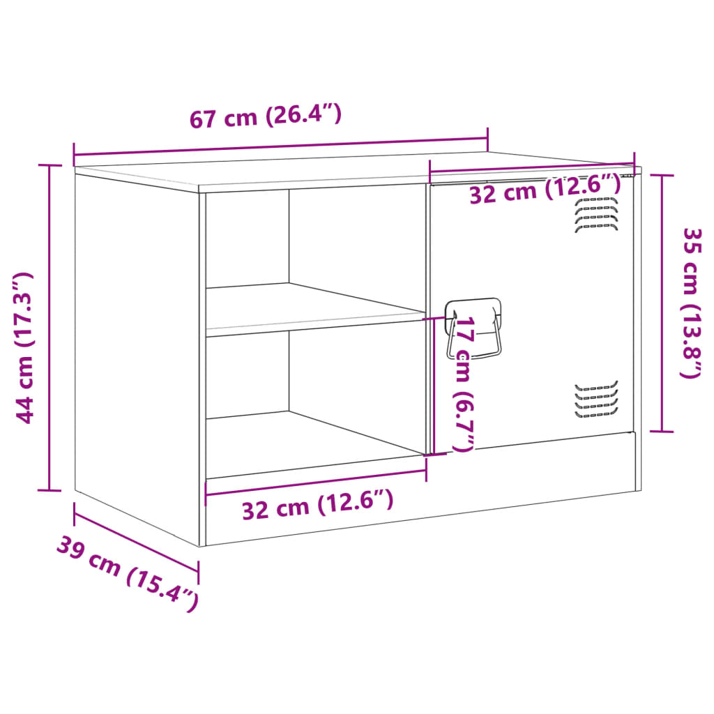 vidaXL Tv-meubelen 2 st 67x39x44 cm staal antracietkleurig