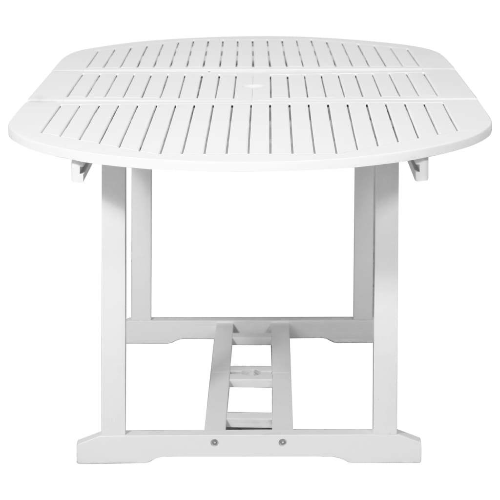 vidaXL 7-delige Tuinset met verlengbare tafel hout wit
