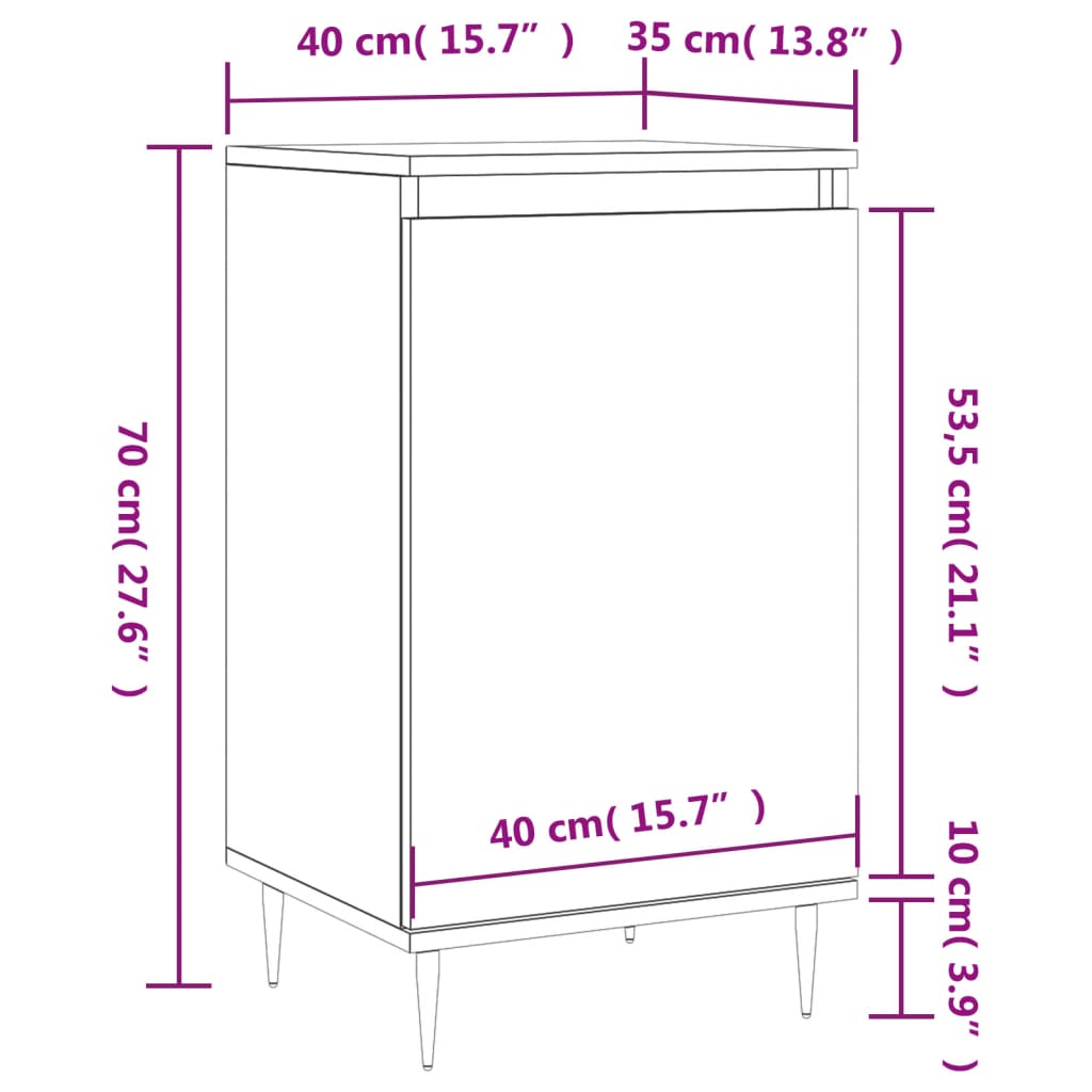 vidaXL Dressoir 40x35x70 cm bewerkt hout zwart