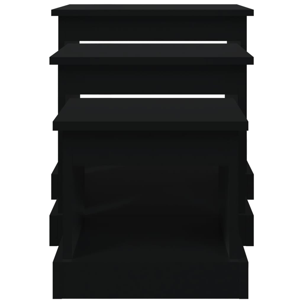 vidaXL 3-delige Salontafelset bewerkt hout zwart
