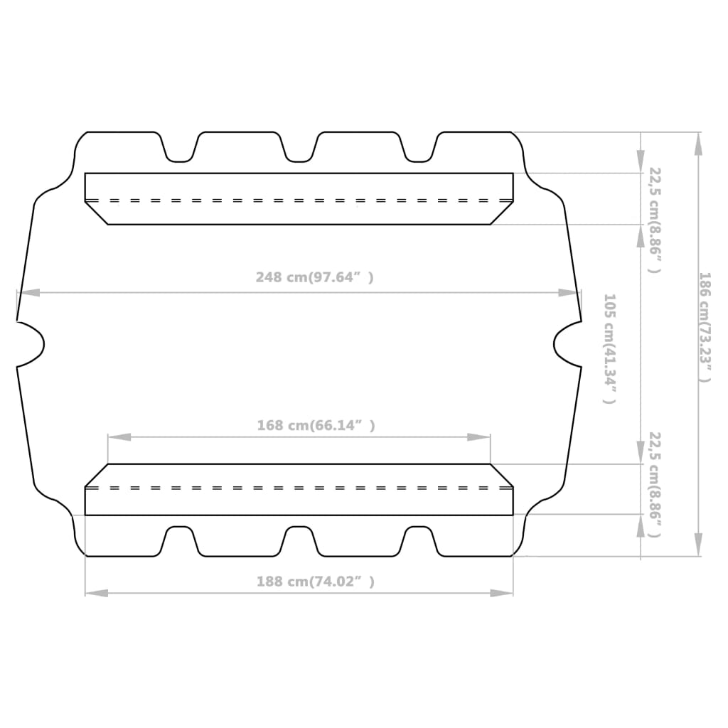 vidaXL Vervangingsluifel voor schommelbank 188/168x145/110 cm bruin