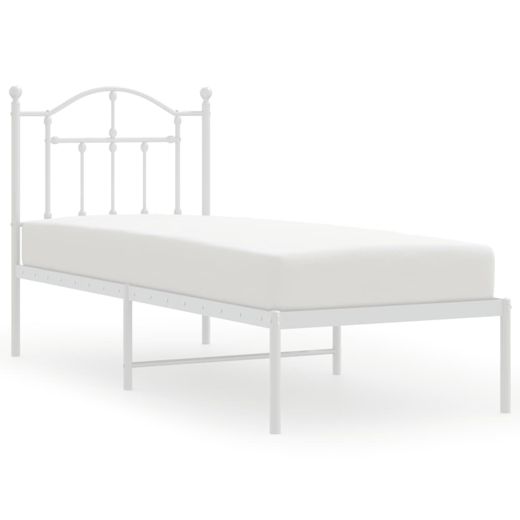 vidaXL Bedframe met hoofdbord zonder matras metaal wit 75x190 cm