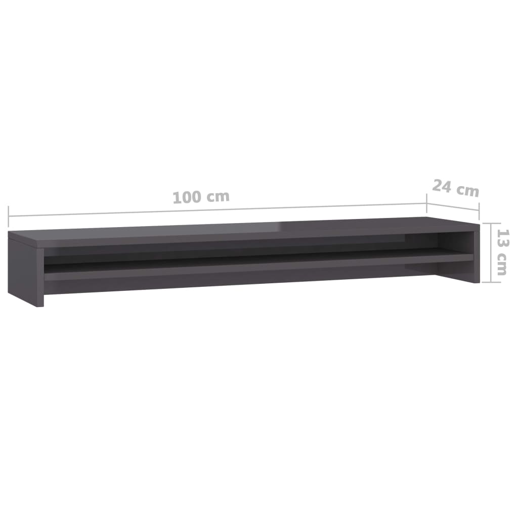 vidaXL Monitorstandaard 100x24x13 cm bewerkt hout hoogglans grijs
